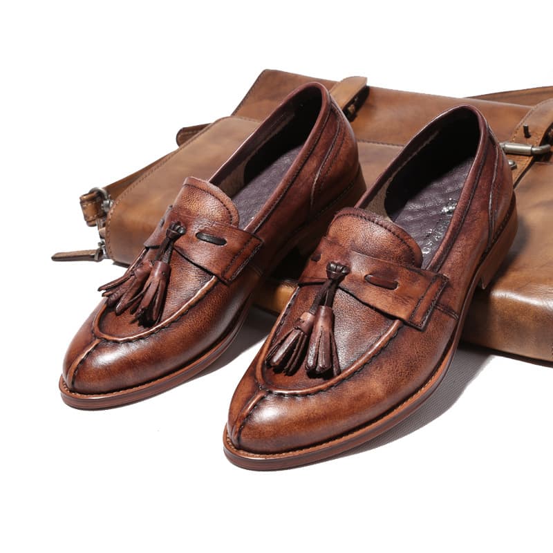 モカシン ローファー 飾り房付き職人仕立てモカシン